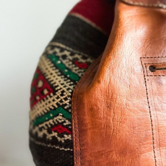 Vintage Handmade Ethnic Kilim Leather LArge Backpack - Picture 7 of 15